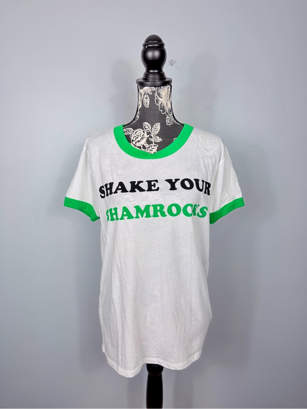 VS Pink white green trim embroidered Shake Your Shamrocks top size medium